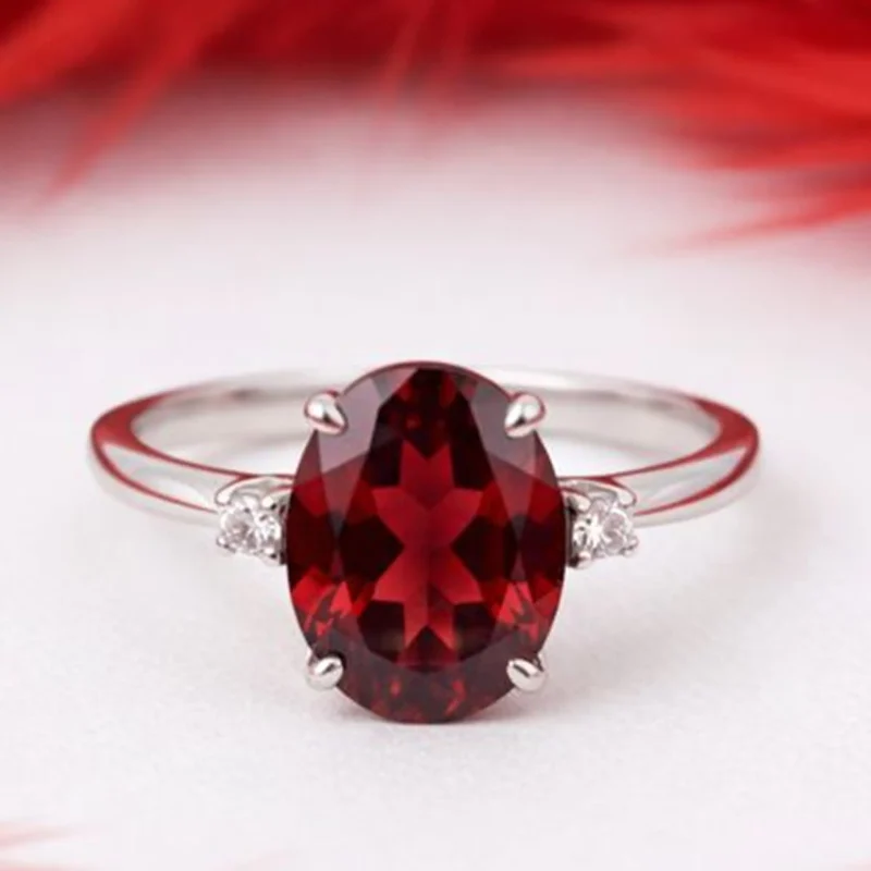 Red Garnet  Pure Dew Silver Ring