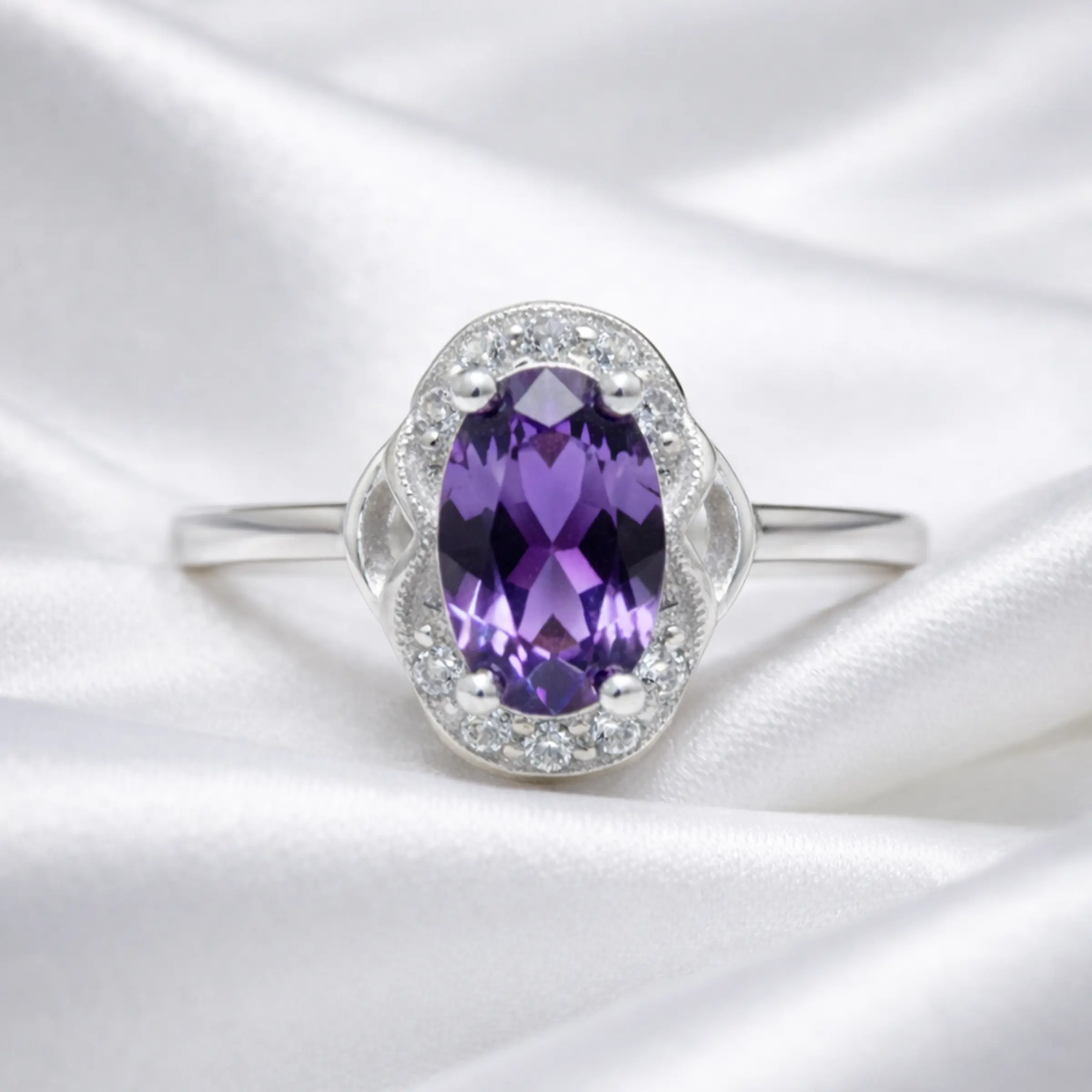 Amethyst Evening Spark Silver Ring