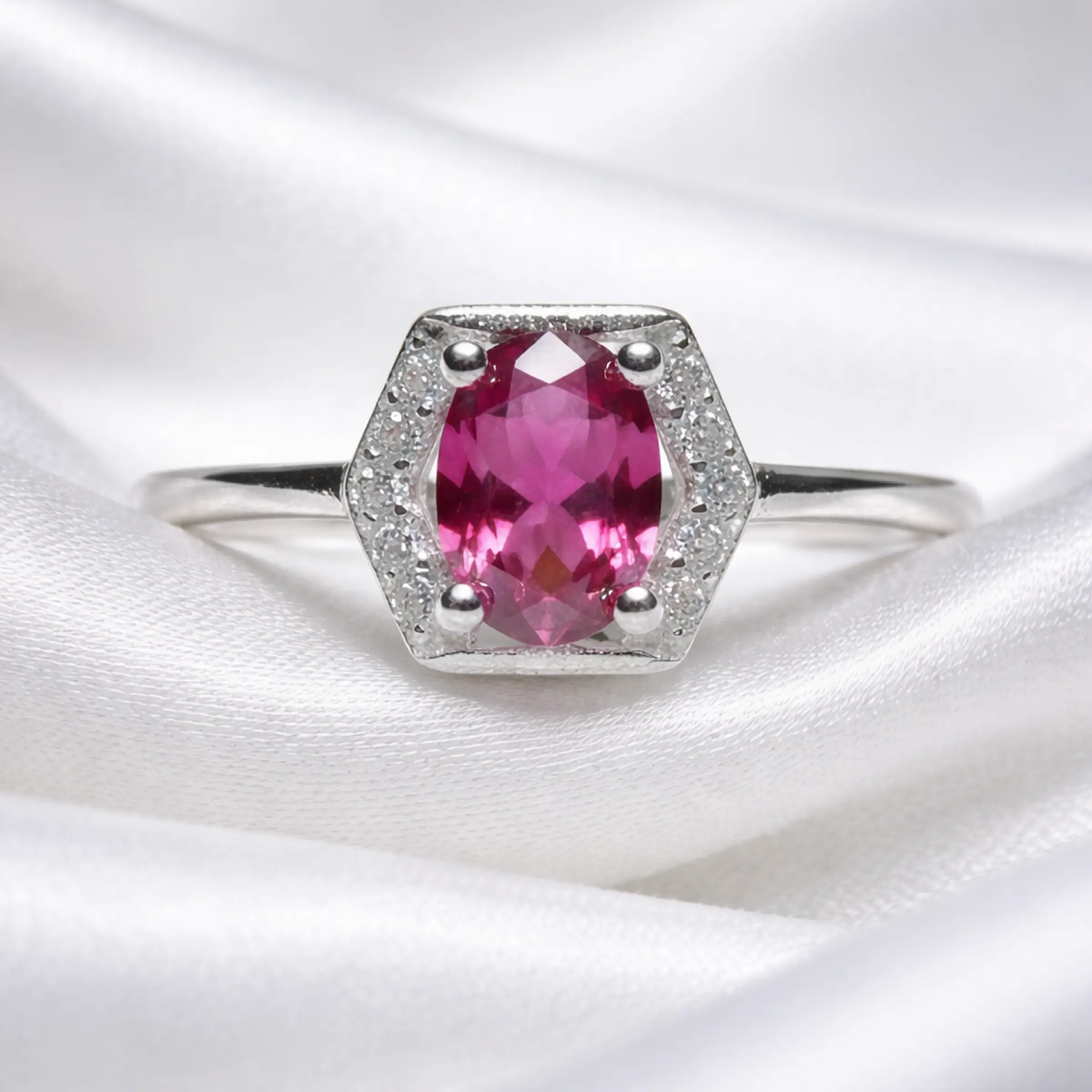 Rose Garnet Sweet Berry Silver Ring