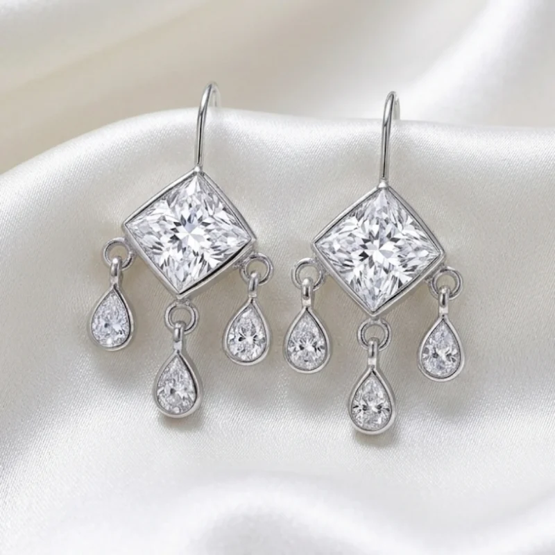 White American Diamond Celestial Crystal Earrings