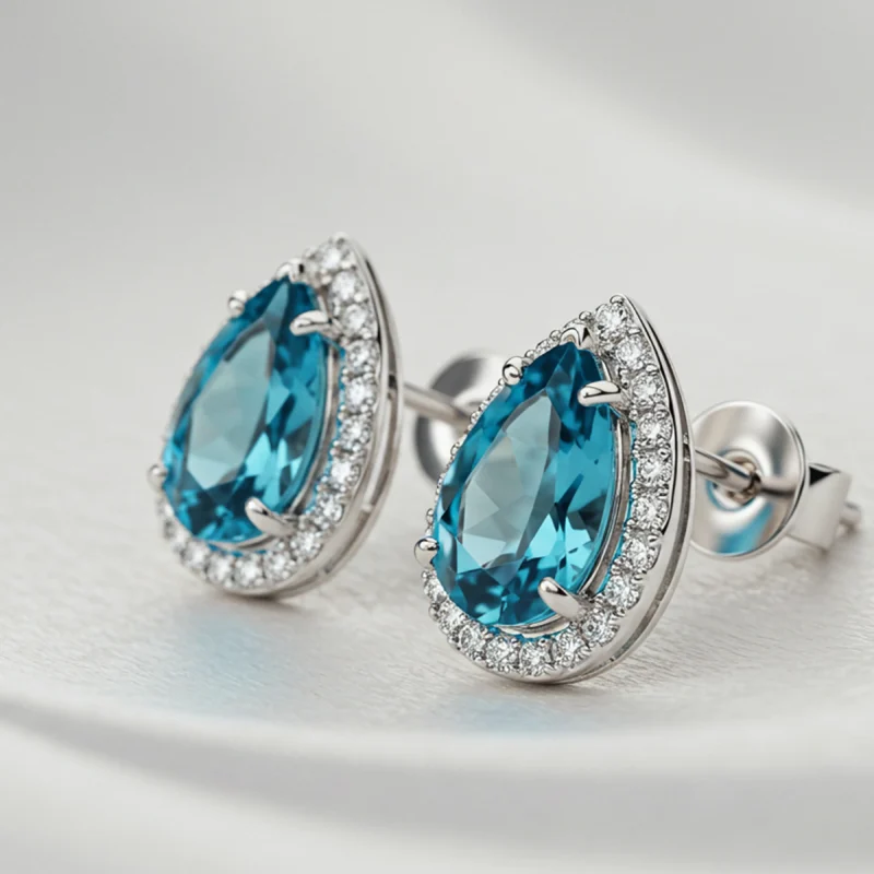 Blue Topaz Angel Spark Studs
