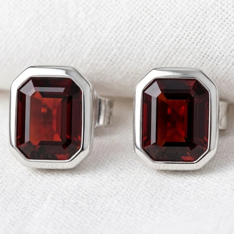 Garnet Celestial Square Cut Studs