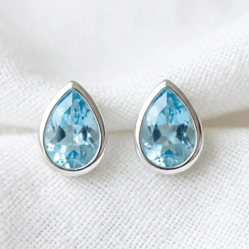 Elegant Blue Topaz Drop Earrings