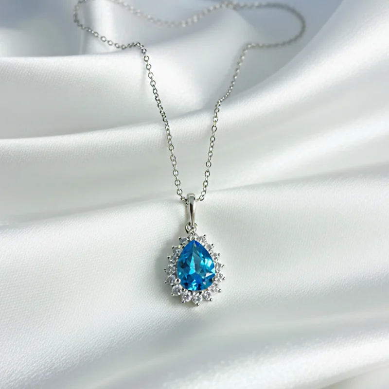 Blue Topaz Royal Drop Necklace