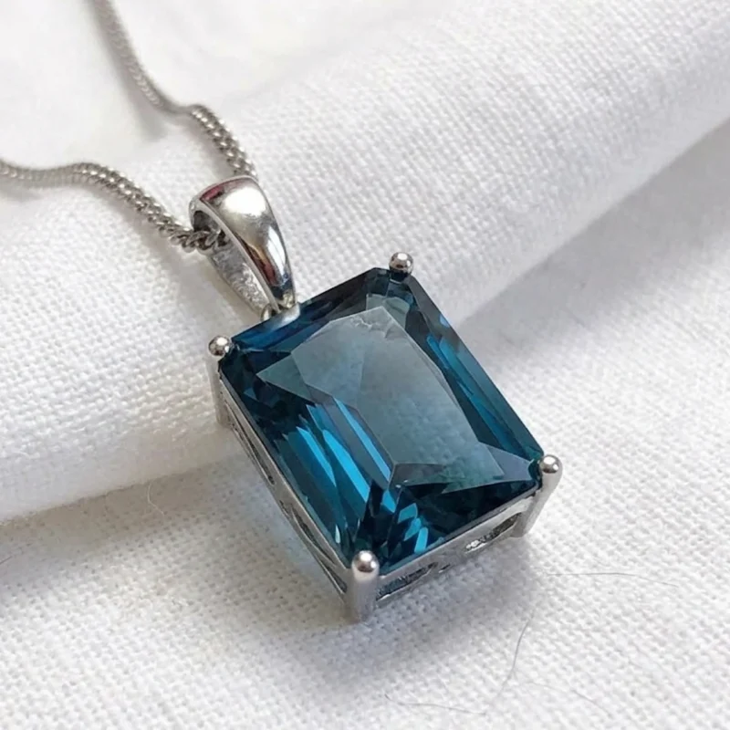 Blue Topaz Dark Knight Steel Necklace