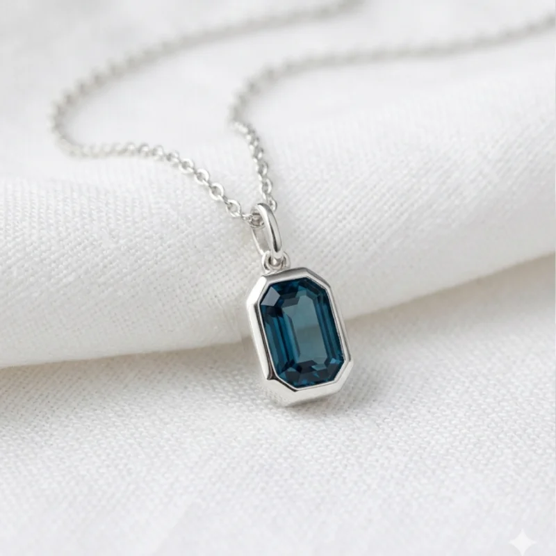 Blue Topaz Street King Silver Necklace